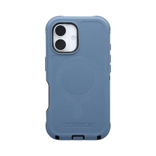Image of OtterBox iPhone 16 (Only) - Defender Series MagSafe Case - Stonewash (Blue & Black) - Built-in Magnets - Screenless - Rugged & Durable - with Port Protection