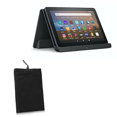 BoxWave Case Compatible with Amazon Fire HD 8 (10th Gen 2020) - Velvet Pouch, Soft Velour Fabric Bag Sleeve with Drawstring - Jet Black
