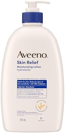 Aveeno Skin Relief Moisturizing Lotion, Shea Butter, Oat, Dimethicone, Dry Skin Body Moisturizer, Fragrance Free, 975mL