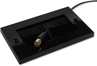 G-PLUG Brush Wall Plate, Decora Style, Cable Pass Through Insert for Wires, Double Gang Cable Access Strap, Standart UK Black Wallplate with Black Brushes
