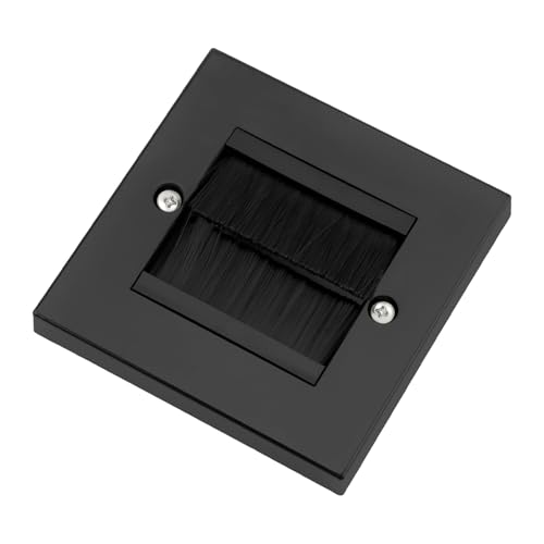 Brush Faceplate Black Cable Brush Outlet Wall Plate Single Gang Tidy Mount Face Plate Cable Pass Through Insert for Wires Cable Entry Hole Cover Wall Mount Panel