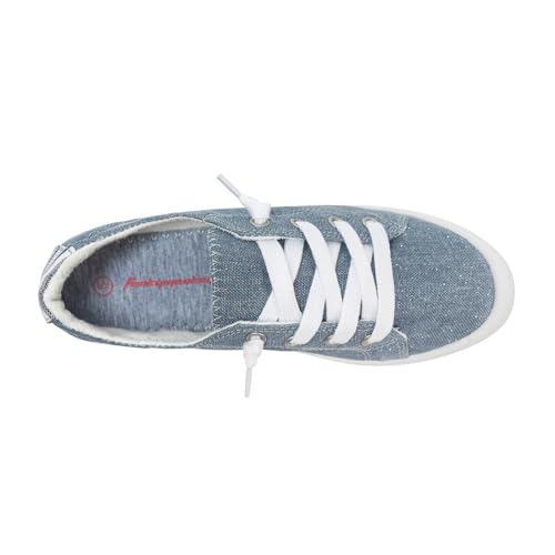 Image of FUNKYMONKEY Slip-On Canvas Sneakers for Women, Comfortable Lightweight Lace-Up Flat Casual Tennis Shoes Breathable Walking Shoes for Everyday Wear