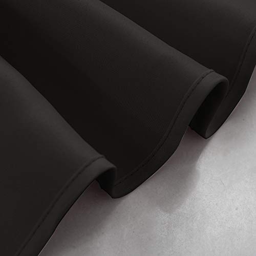 Jaijy Modern Scalloped Design Curtain Window Treatment Valances Rod Pocket Top Tier Drape For Cafe Window Kitchen Bedroom Decor, 1 Panel, Black, 52" W X 18" L #TOP2