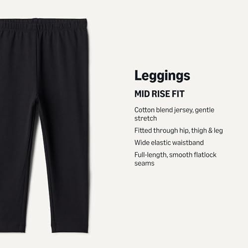 Image of Amazon Essentials Girls' Cotton Stretch Leggings, Multipacks
