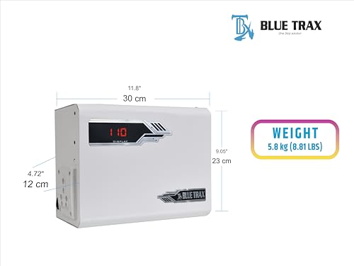 Image of BLUETRAX 1600VA Step Down Voltage Converter Transformer 220V to 110V for US Appliances in India | Compact Hanging Design | Copper Core | Safe Efficient Lightweight Converter for Home Office Kitchen