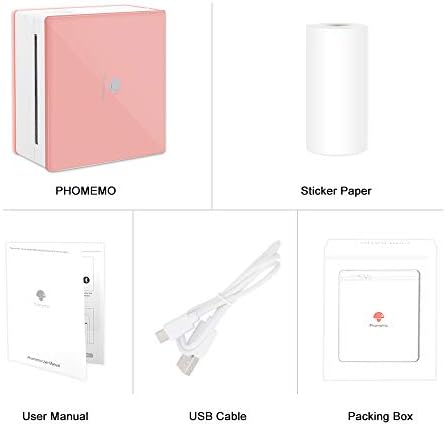 Phomemo M02 Printer - Mini Thermal Sticker Printer, Instant Phone Photo Printer, Small Bluetooth Wireless Picture Printer, Portable Pocket Printer for Children, Compatible with Phone & Tablet, Pink