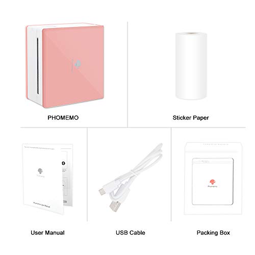 Phomemo M02 Pocket Printer- Mini Sticker Printer Bluetooth Inkless Thermal Photo Printer Compatible With Android Ios For Instantly Print Fun, Retro-Style Photos, Mini Life Assistant, Good Gift, Pink #TOP7