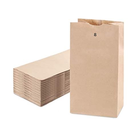 FMP Brands 500 Pack 8 lb Brown Paper Lunch Bags, 12.4 x 6 x 4 Premium Kraft Paper Bags Bulk for Small Business, Recyclable Paper Snack Sacks, Durable Paper Grocery Bag for Food Storage, Packing Cover