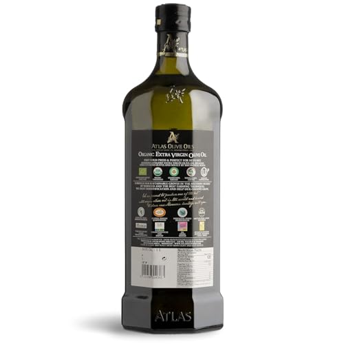 Image of Atlas 1 LT Cold Press Extra Virgin Olive Oil in Glass Bottle, Polyphenol Rich from Morocco | Newly Harvested Unprocessed from One Single Family Farm | Moroccan Organic EVOO Trusted by Award-Winning Chefs | 2-Pack