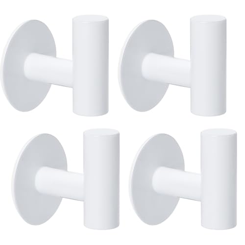 Segus Ganchos Adhesivos para Pared Blanco, 4 Piezas Colgador Pared, Colgador Toalla Baño Adhesivo, Perchas Pared de Acero Inoxidable, Perchas Baño Sin Taladro, para Llaves, Sombreros, Bufandas