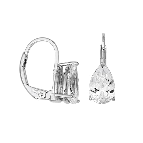 Amazon Essentials Sterling Silver or Gold Plated Sterling Silver Pear Cut Cubic Zirconia Leverback Earrings (previously Amazon Collection)3