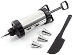 Icing Syringe Gun Set with 4 Piping Metal Cake Nozzles for Sugarcraft,Fondant,Biscuit by CASCACAVELLE