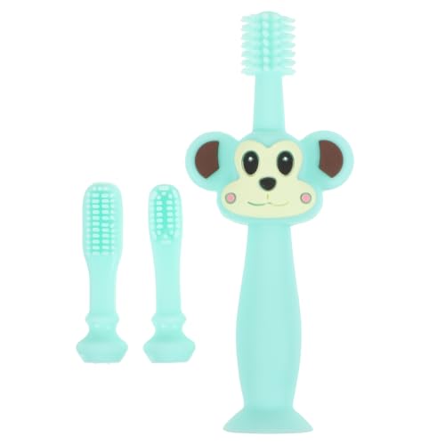 Brosse à dents à poils souples pour l'apprentissage du brossage des jeunes enfants vert