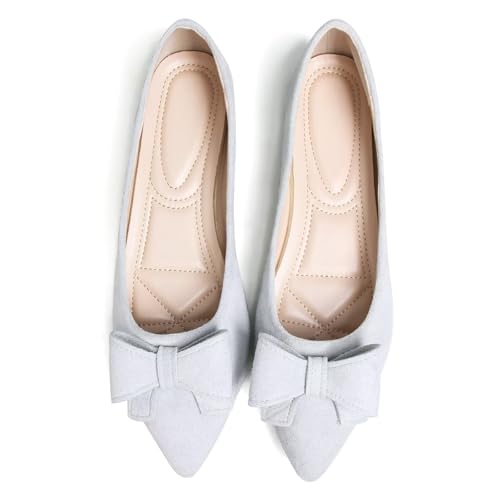 Stunner Women's Bow Flats Comfortable Pointed Toe Slip On Ballet Flat Shoes4