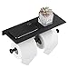 DUFU Porte-Papier Toilette Mural avec Étagère Porte Rouleau Papier Toilette Double Support Rouleau Papier Toilette Porte-Papier Hygiénique Derouleur Papier WC sans Perçage ni de vis Installation
