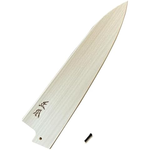 MASAMOTO Chef Knife Sheath 8.2" (210mm) Japanese Gyuto Saya with Pin, Wooden Kitchen Knife Protect Cover, Japanese Natural Magnolia Wood, Made in JAPAN Cover