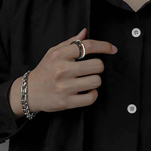 OIDIMS American Football Fidget Spinner Ring Personalized Knuckle Middle Finger Rings Rotate Freely Stainless Steel Rugby Jewelry Gifts Boredom Stress Relieving Anxiety Band for Men Women Bff (11) by OIDIMS - Used condition - Image 3