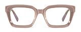 Alsenor Retro Oprah Style Oversized Eyeglass Frames Square Reading Glasses Blue Light Blocking Computer Reader Eyeglass (Coffee, 1.5 x)