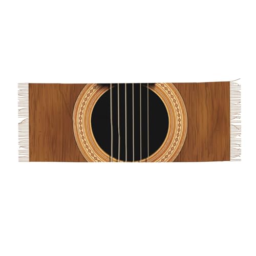 Dyale Wood Acoustic Guitar Music 71 Inch Extra Long Fringe Scarf - Super Soft Faux Cashmere Shawl Wrap, Lightweight Warm Scarf For Women All Seasons​
