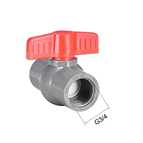 uxcell PVC Ball Valve Supply Pipe Knob Threaded Ends G3/4 Female Thread Red Gray 2Pcs by uxcell - Used condition - Image 3