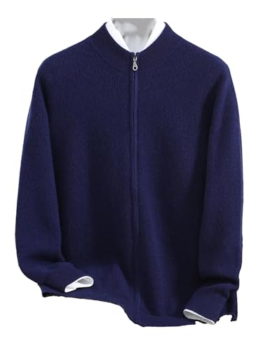 Men Pure Cashmere Sweatercoat Men's Zipper Cadigan Thick Warm Casual Basic Cashmere Knitwear Tops