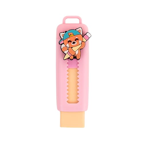 Mr. Wonderful Gomme avec Étui Doseur Panda Rouge – Gomme Rétractable pour Fournitures Scolaires