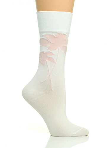Hue Womens Ultrasmooth Crew Socks (cream floral)