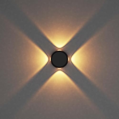 Image of fizzytech 12W LED Up & Down Wall Light, 4-Way Waterproof Decorative Wall Lamp, Warm White for Indoor & Outdoor, Balcony, Garden & Living Room, Pack of 2