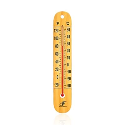 Vertical Wood Thermometer,Wall Thermometer, Wooden Indoor Thermometer,Outdoor Thermometer, ?&? Double Scale Display,Large 10.5-Inch,Temperature Monitor for Home,Garden,Patio
