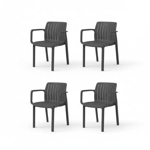 SP Berner SHAF - Pack 4 Sillas de Jardín Apilables Lea – Exterior Terraza y Catering –...