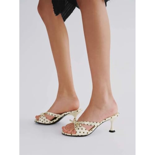 Image of QIV Leopard Kitten Heels Pointed Toe Mule Heels for Women Open Toe Kitten Heel for Party Dressy Wedding