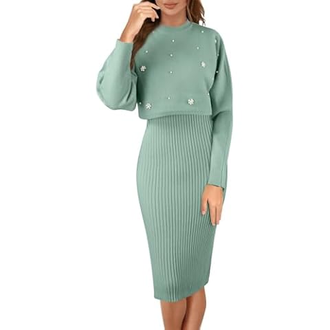 Women's Elegant 2-Piece Knitted Dress Set Cover