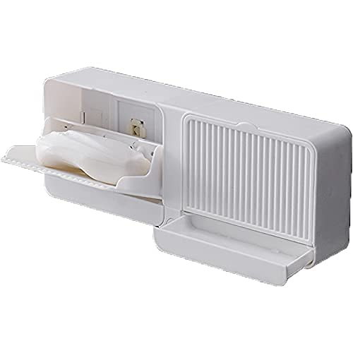 Zinley No-Drilling Clamshell soap Box Wall-Mounted with Cover Double Grid-Asphalt Toilet Laundry soap New Box soap Box (1Pcs) 2