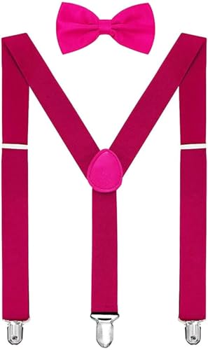 Image of habibee Suspenders and Bow Tie Set for Men, Adjustable Elastic Braces with Y-Back, Diverse Colors, Strong Clips
