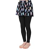 [HEAZEL] ヘーゼル キッズ スカート付きレギンス ラッシュガード レギンス キュロット スパッツ 水着 UVカット 水陸両用 UPF50+ ブラックフェザー 120サイズ