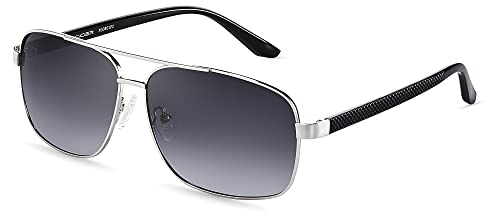 Xagger Polarized Brow Bar Square Aviator Sunglasses for Men Retro Pilot Military Style Driving Shades UV400