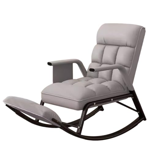 Sedia reclinabile con poggiapiedi, poltrona per anziani a dondolo per soggiorno e balcone, comoda sedia con accento in miglioramento, grigio, taglia unica