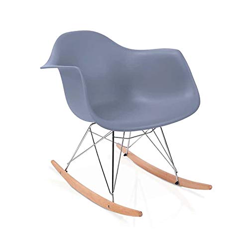 duehome Rocker - Silla Mecedora, Gris y Madera Haya, sillas balancin, Silla diseño nórdico, Medidas: 69,5 cm Alto x 63 cm Ancho x 65,5 cm Fondo