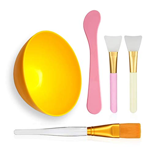 Facial Skin Care Orange Mask Mixing Bowl DIY Set, U-MATE 5 in 1 Set include 1 Silicone Face Mask Bowl + 1 Stick Spatula