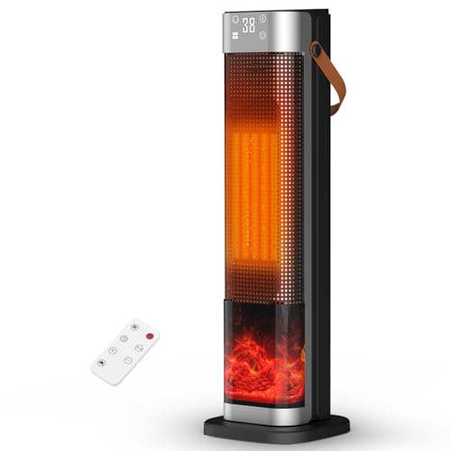 Calefactor Bajo Consumo, 2000 W PTC Calefactor Eléctrico y Control Remoto,3 Modos,75° Oscilación,Termostato,Temporizador 12 H,Protección Contra Sobrecalentamiento/Vuelco, para Dormitorio Oficina,25 m²