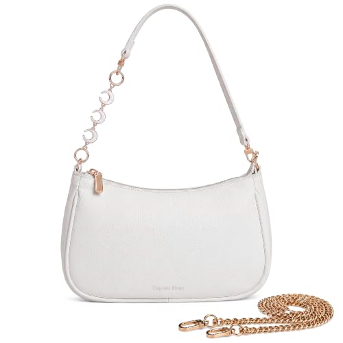 Image of Captain Blues Shoulder Bag for Women, Small Handbag, Crescent Hobo Bag with Detachable Chain Strap & Extra Extension Chain, Mini Handbag for Everyday Wear, Dating, Evening Out & Travel (Beige)