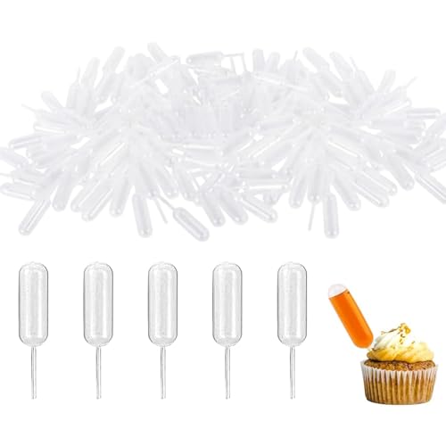 Pipetas Plastico,Pipeta Desechable,Pipeta Transferencia,Pipeta Cuentagotas,Pipeta Transparente,para Dulces Chocolate Cupcakes Candy Moldes,4ml,150PCS