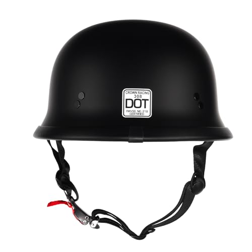 Crown Racing Half Motorcycle Helmets, German Style Open Face Retro Helmet Adult DOT Approved by Crown Racing - Used condition - Image 3