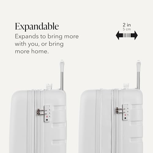 Image of SWISSGEAR Signature Hardside Expandable Carry-On Spinner Luggage, ABS Construction, TSA-Friendly Lock, and Built-In Cupholder, White, 19-Inch