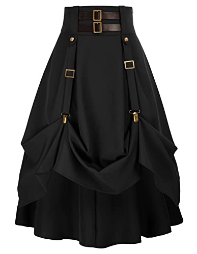 Pirate Skirt for Women Goth Steampunk Skirt High Waist Midi