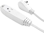 Globe Electric 24302 10ft Medium Duty 3-Outlet Indoor Extension Cord, Grounded, Right Angle Plug, White