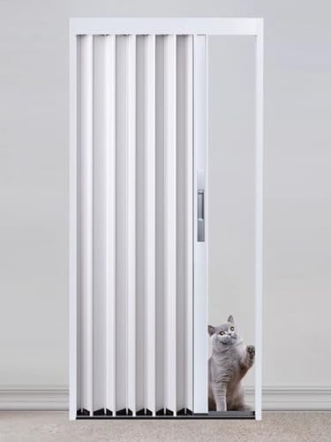 Puerta corrediza de aluminio blanco con cerradura para dormitorio, comedor, cocina, despensa, puerta separadora de habitación individual/doble, 76 x 101 cm