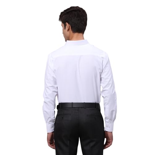 Image of Park Avenue Men Slim Fit Solid Pattern Cotton Blend Semi Cutaway Collar Full Sleeve Formal Shirt