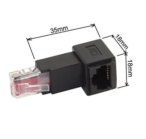 cablecc 90 Degree 8P8C FTP STP UTP Cat 5e Male to Female LAN Ethernet Network Extension Adapter (Black Down Angled) - Image 3