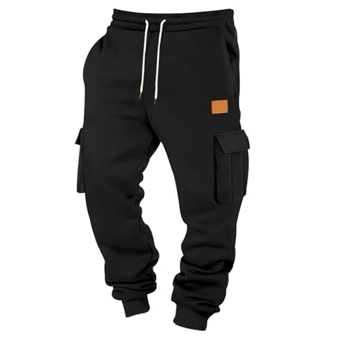 Baggy Cargo Sweatpants for Men Drawstring Waist Fleece Lined Joggers with Pockets Soft Athletic Workout Track Pants2